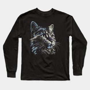 Cute face cat with dark design for cats lovers Long Sleeve T-Shirt